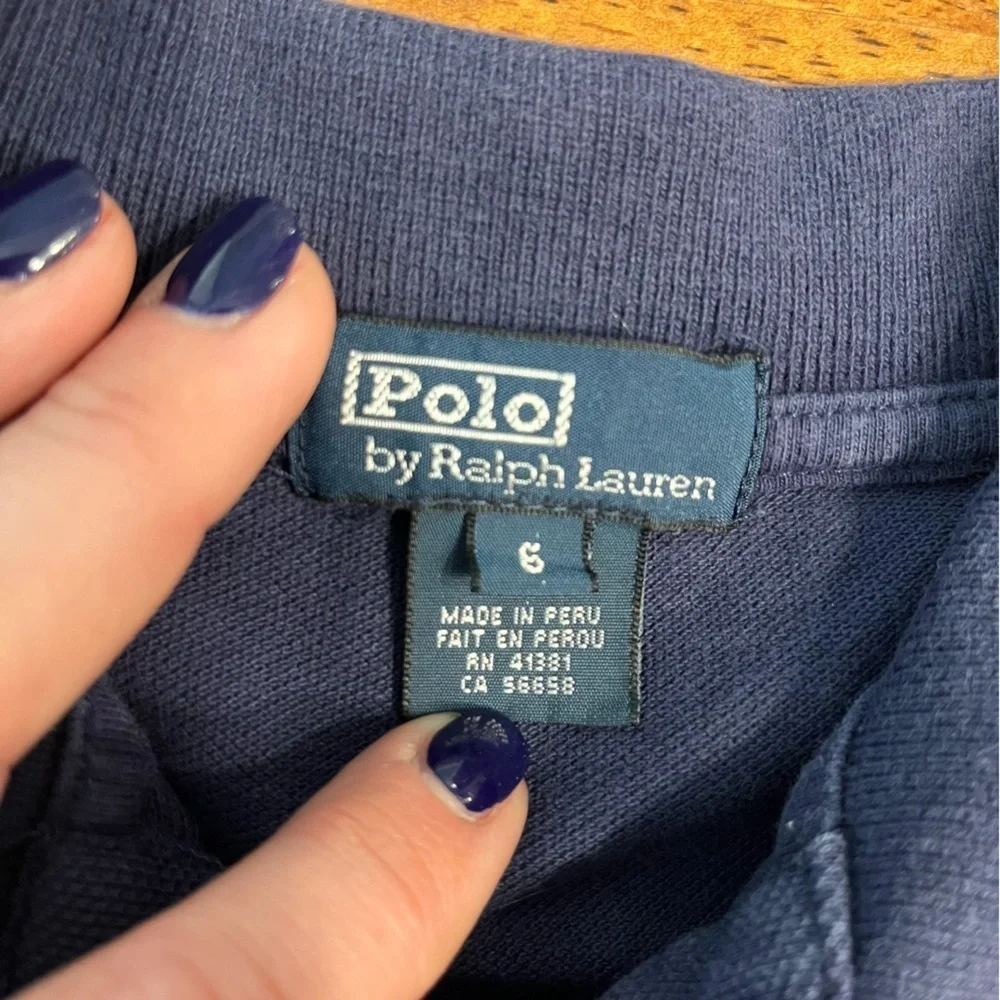 Polo Ralph Lauren Polo Shirt Navy Blue 100% cotton size 6